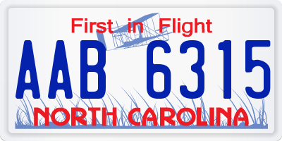 NC license plate AAB6315