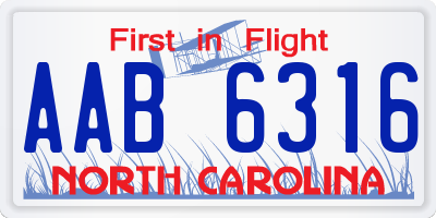 NC license plate AAB6316