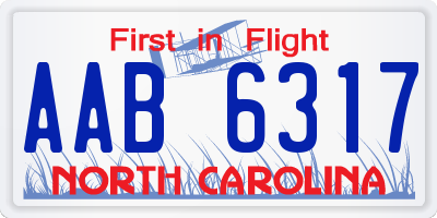 NC license plate AAB6317