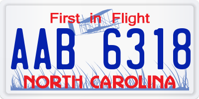 NC license plate AAB6318