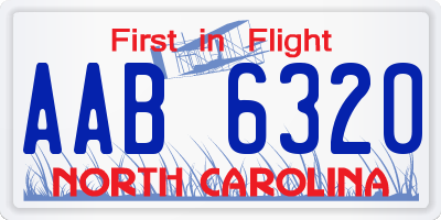 NC license plate AAB6320