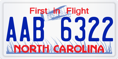 NC license plate AAB6322