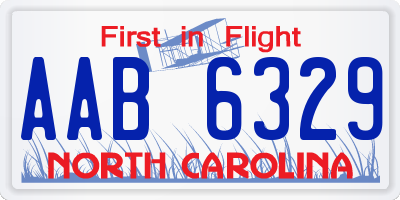 NC license plate AAB6329