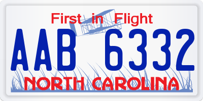 NC license plate AAB6332