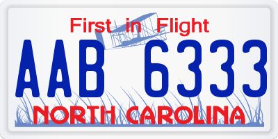 NC license plate AAB6333