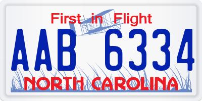 NC license plate AAB6334