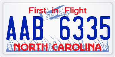 NC license plate AAB6335