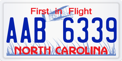 NC license plate AAB6339
