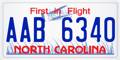 NC license plate AAB6340