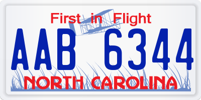 NC license plate AAB6344