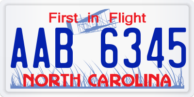 NC license plate AAB6345