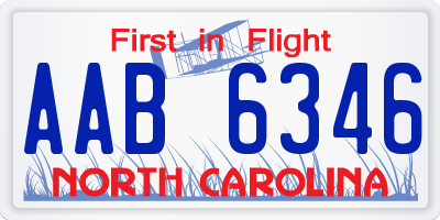 NC license plate AAB6346