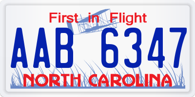 NC license plate AAB6347