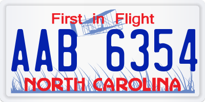 NC license plate AAB6354