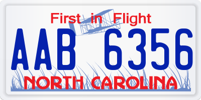 NC license plate AAB6356