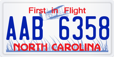 NC license plate AAB6358