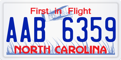 NC license plate AAB6359