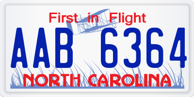 NC license plate AAB6364