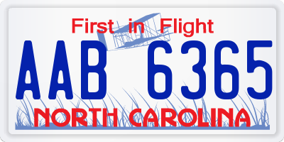 NC license plate AAB6365