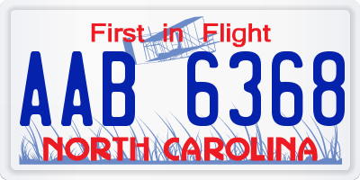 NC license plate AAB6368