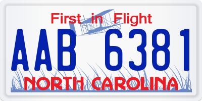 NC license plate AAB6381