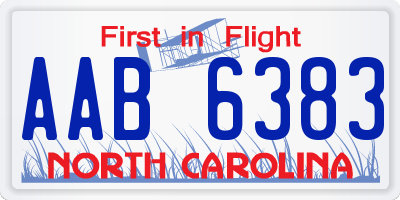 NC license plate AAB6383