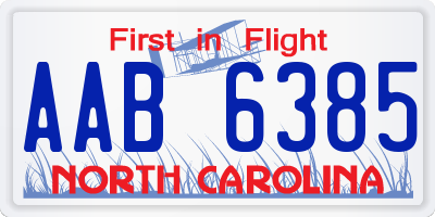 NC license plate AAB6385