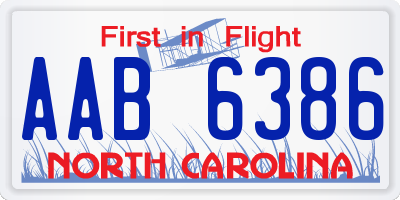 NC license plate AAB6386