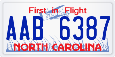 NC license plate AAB6387