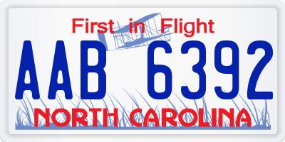 NC license plate AAB6392