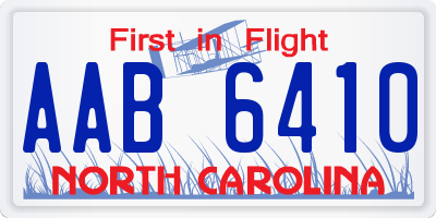 NC license plate AAB6410