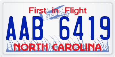 NC license plate AAB6419