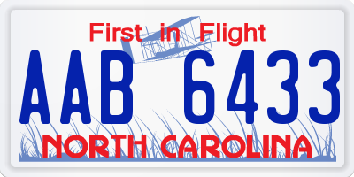 NC license plate AAB6433