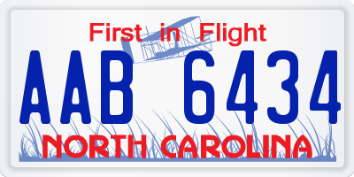 NC license plate AAB6434