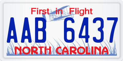 NC license plate AAB6437