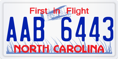 NC license plate AAB6443