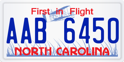 NC license plate AAB6450