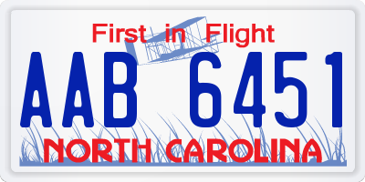 NC license plate AAB6451