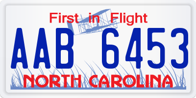 NC license plate AAB6453