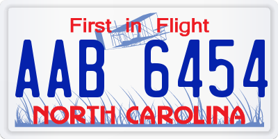 NC license plate AAB6454