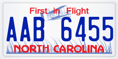 NC license plate AAB6455