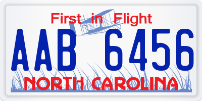 NC license plate AAB6456