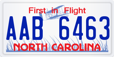 NC license plate AAB6463