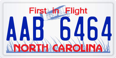 NC license plate AAB6464