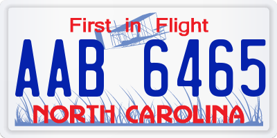 NC license plate AAB6465