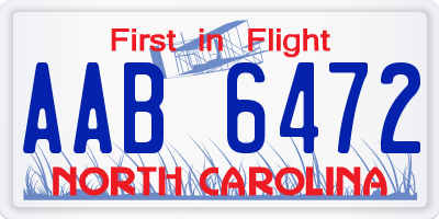 NC license plate AAB6472
