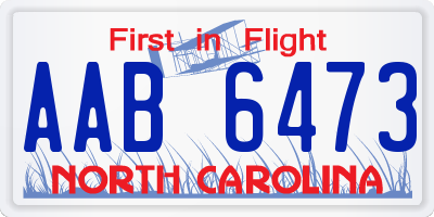 NC license plate AAB6473