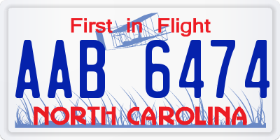 NC license plate AAB6474