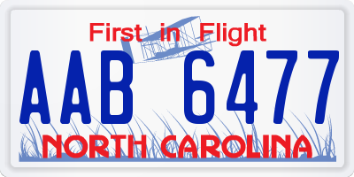 NC license plate AAB6477