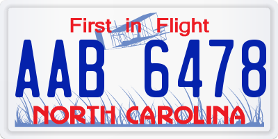 NC license plate AAB6478